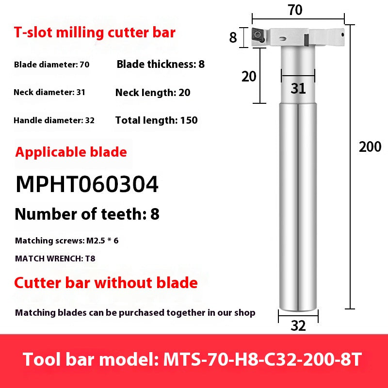 2065-T-slot milling cutter rod CNC slotting HTS three-edged machining center numerical control T-slot milling cutter rod thickness 6 8 10 12 Shandong Denso Pricision Tools Co.,Ltd.